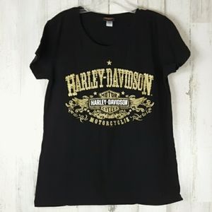 HARLEY-DAVIDSON Black/Gold T-Shirt Women's Large